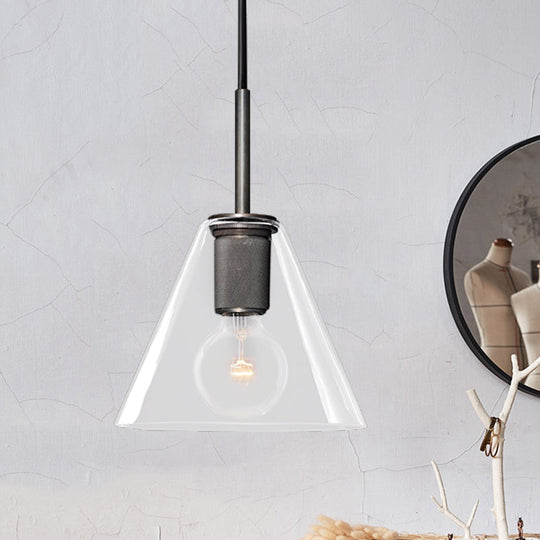 Moderne Pendelleuchte in Schwarz/Messing/Chrom – 1 Licht, Deckenleuchte aus klarem Glas
