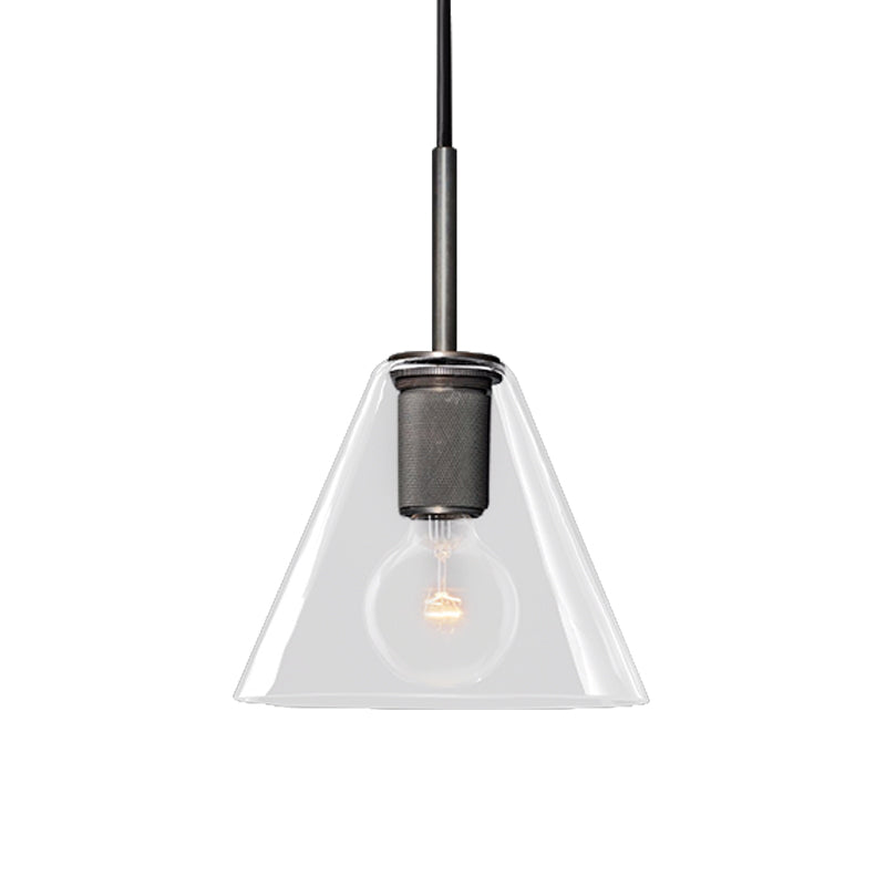 Moderne Pendelleuchte in Schwarz/Messing/Chrom – 1 Licht, Deckenleuchte aus klarem Glas