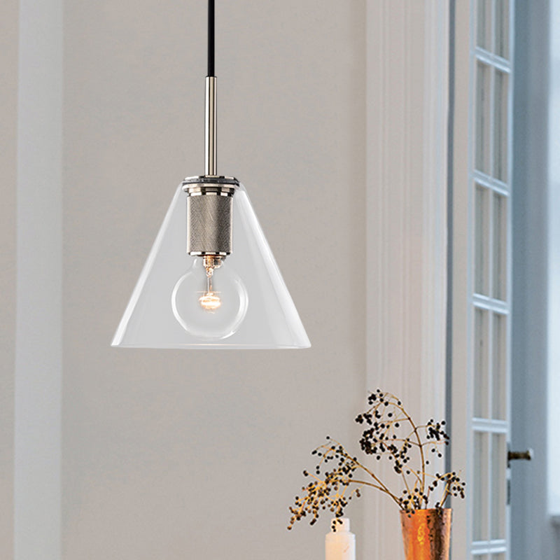 Moderne Pendelleuchte in Schwarz/Messing/Chrom – 1 Licht, Deckenleuchte aus klarem Glas