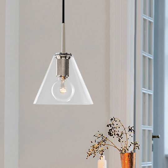 Moderne Pendelleuchte in Schwarz/Messing/Chrom – 1 Licht, Deckenleuchte aus klarem Glas
