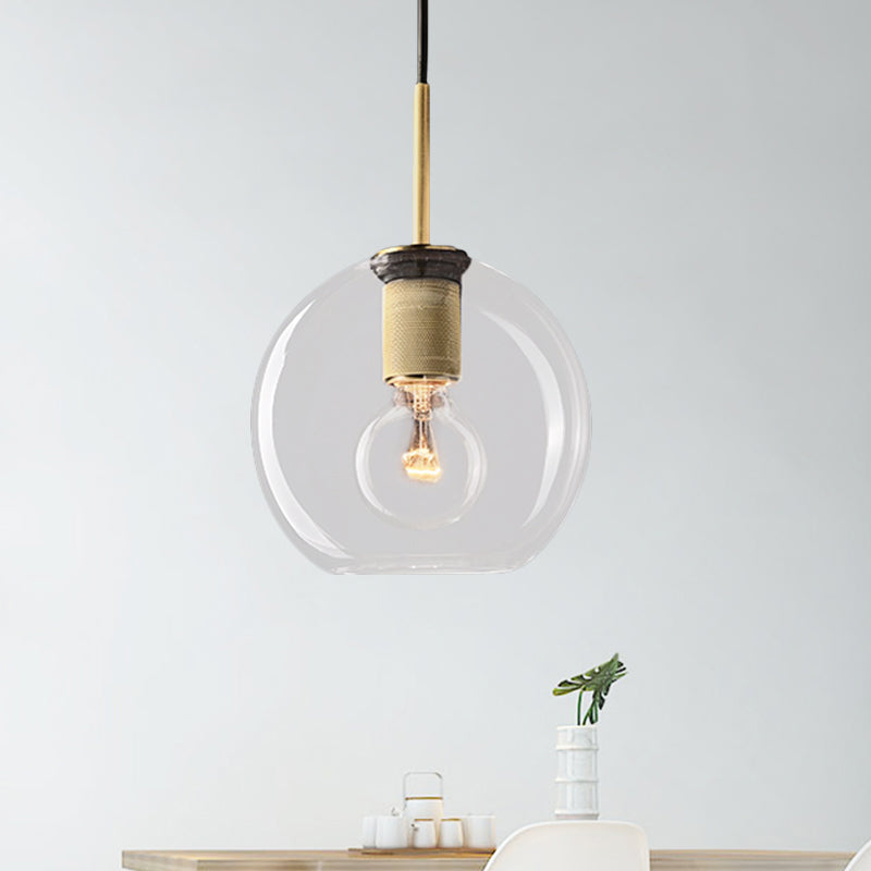 Moderne Pendelleuchte in Schwarz/Messing/Chrom – 1 Licht, Deckenleuchte aus klarem Glas