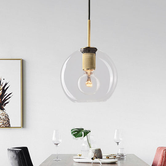 Moderne Pendelleuchte in Schwarz/Messing/Chrom – 1 Licht, Deckenleuchte aus klarem Glas