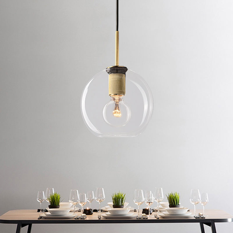 Moderne Pendelleuchte in Schwarz/Messing/Chrom – 1 Licht, Deckenleuchte aus klarem Glas