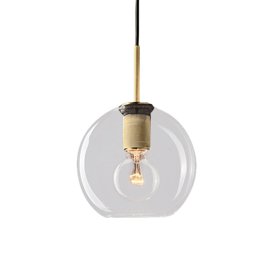 Moderne Pendelleuchte in Schwarz/Messing/Chrom – 1 Licht, Deckenleuchte aus klarem Glas
