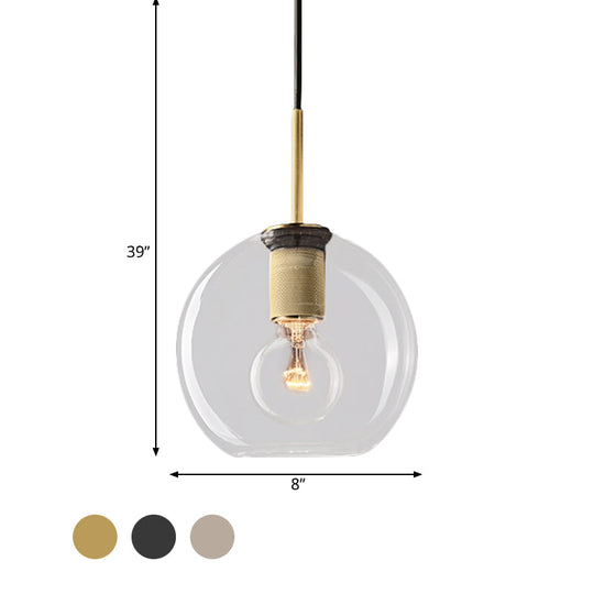 Moderne Pendelleuchte in Schwarz/Messing/Chrom – 1 Licht, Deckenleuchte aus klarem Glas