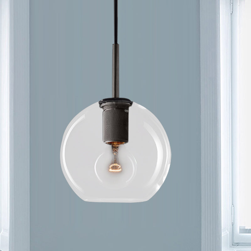 Moderne Pendelleuchte in Schwarz/Messing/Chrom – 1 Licht, Deckenleuchte aus klarem Glas