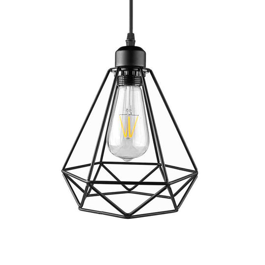 Industrial Style Mini Pendant Lighting With Cage Shade - 1 Light Black/Bronze Metal Ceiling Lamp