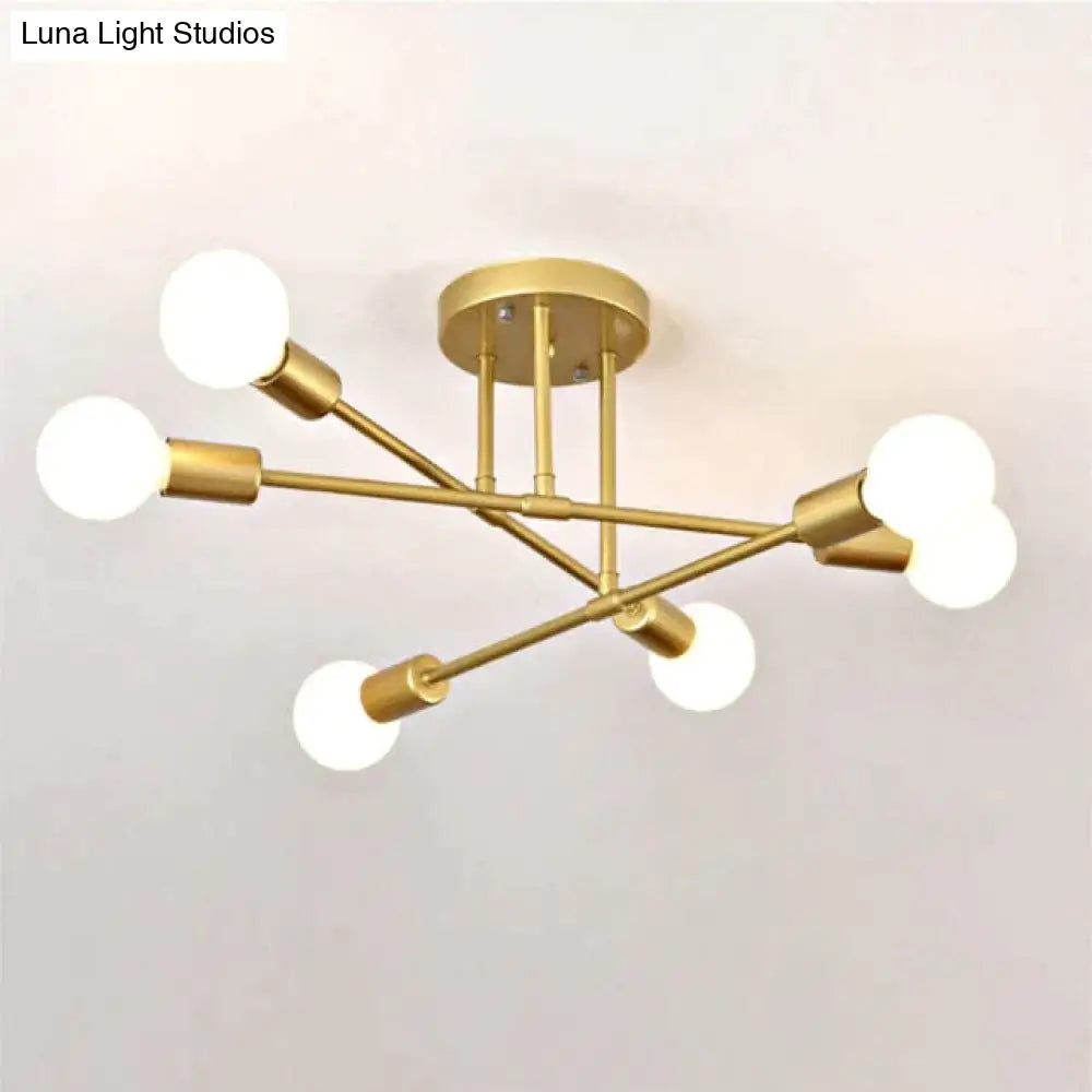 6/8 Head Led Industrial Iron Ceiling Light Living Room Lighting Nordic E27 Lamp