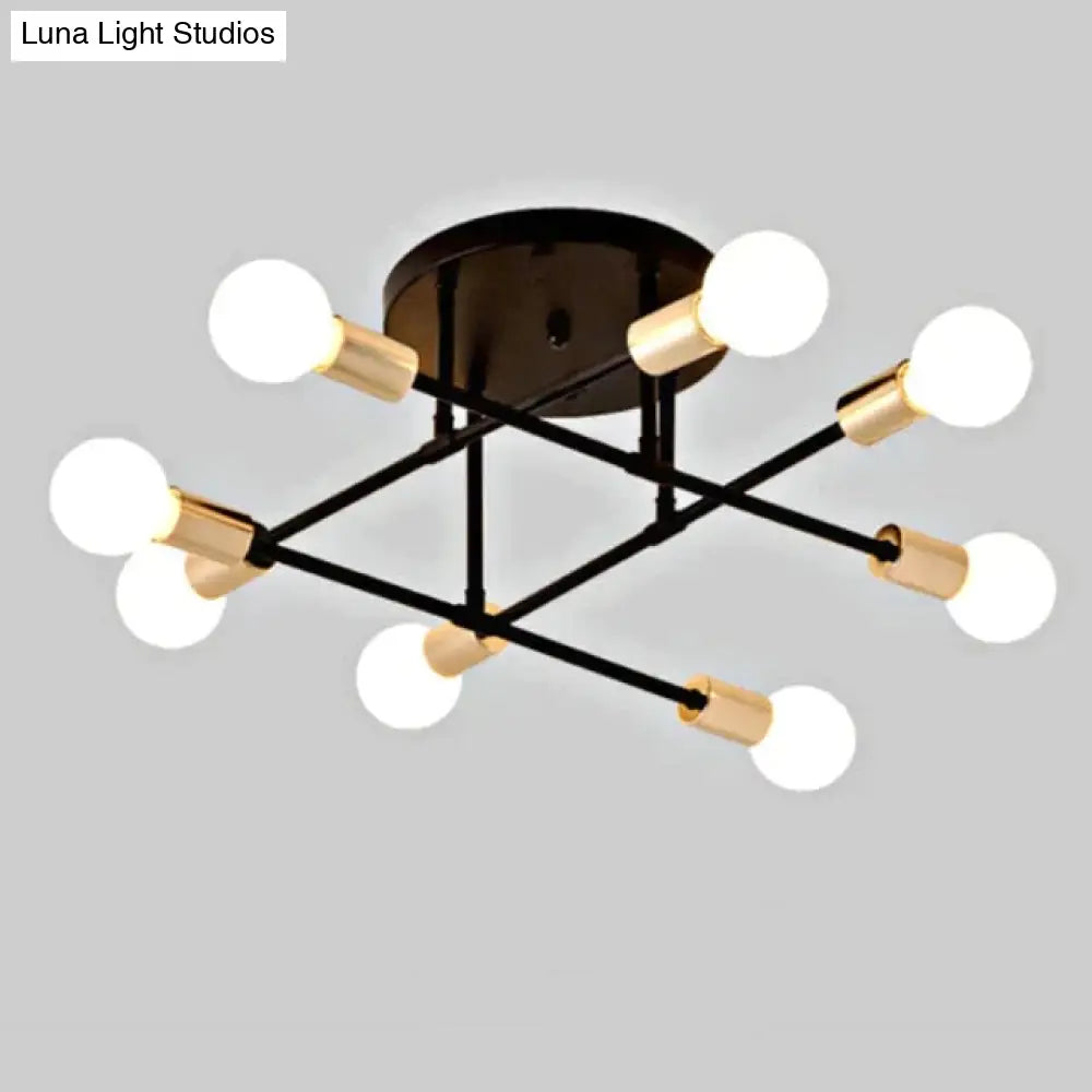 6/8 Head Led Industrial Iron Ceiling Light Living Room Lighting Nordic E27 Lamp Black Golden 8 Heads
