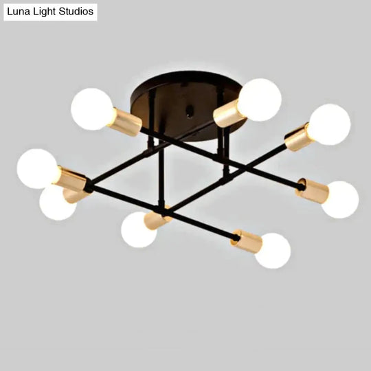6/8 Head Led Industrial Iron Ceiling Light Living Room Lighting Nordic E27 Lamp Black Golden 8 Heads