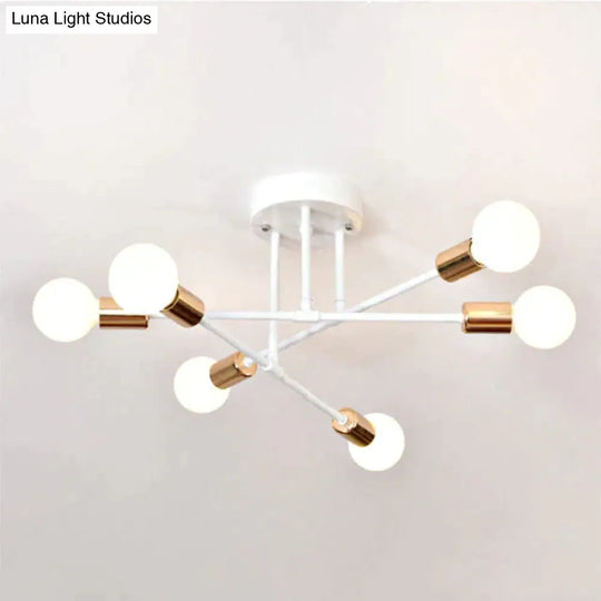 6/8 Head Led Industrial Iron Ceiling Light Living Room Lighting Nordic E27 Lamp White Golden 6 Heads