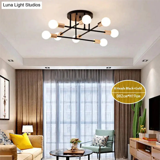 6/8 Head Led Industrial Iron Ceiling Light Living Room Lighting Nordic E27 Lamp
