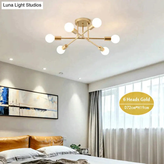 6/8 Head Led Industrial Iron Ceiling Light Living Room Lighting Nordic E27 Lamp