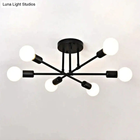 6/8 Head Led Industrial Iron Ceiling Light Living Room Lighting Nordic E27 Lamp Black 6 Heads