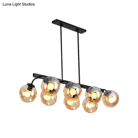 6/8-Light Modern Pendant With Black Orb Shade For Kitchen And Dining Room