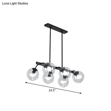 6/8-Light Modern Pendant With Black Orb Shade For Kitchen And Dining Room