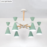 6-Light Scandinavian Hanging Chandelier With Metal Horn Shade For Kids Bedroom