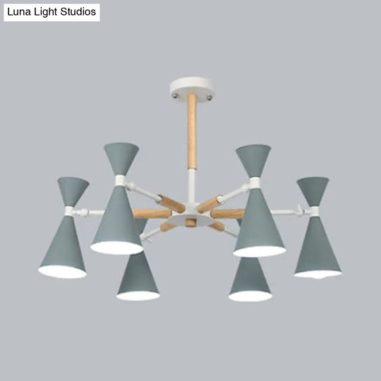 6-Light Scandinavian Hanging Chandelier With Metal Horn Shade For Kids Bedroom