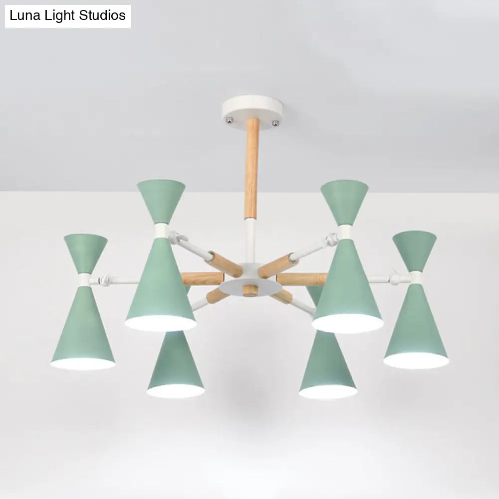 6-Light Scandinavian Hanging Chandelier With Metal Horn Shade For Kids Bedroom