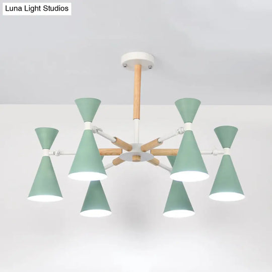 6-Light Scandinavian Hanging Chandelier With Metal Horn Shade For Kids Bedroom