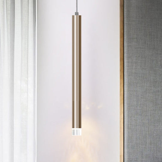 Modern Metal Flute Pendant Light - 1 Head Gold Led For Bar Counter Warm/White 12/19.5/23.5 Height /