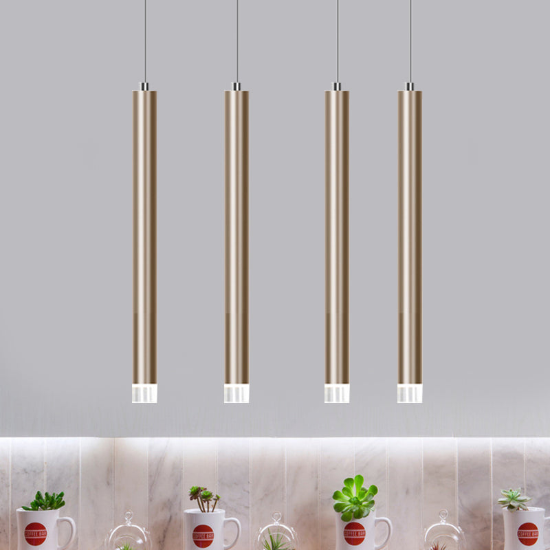 Modern Gold Flute Ceiling Pendant Light For Bar Counter - Led Warm/White 12’/19.5’/23.5’ Height
