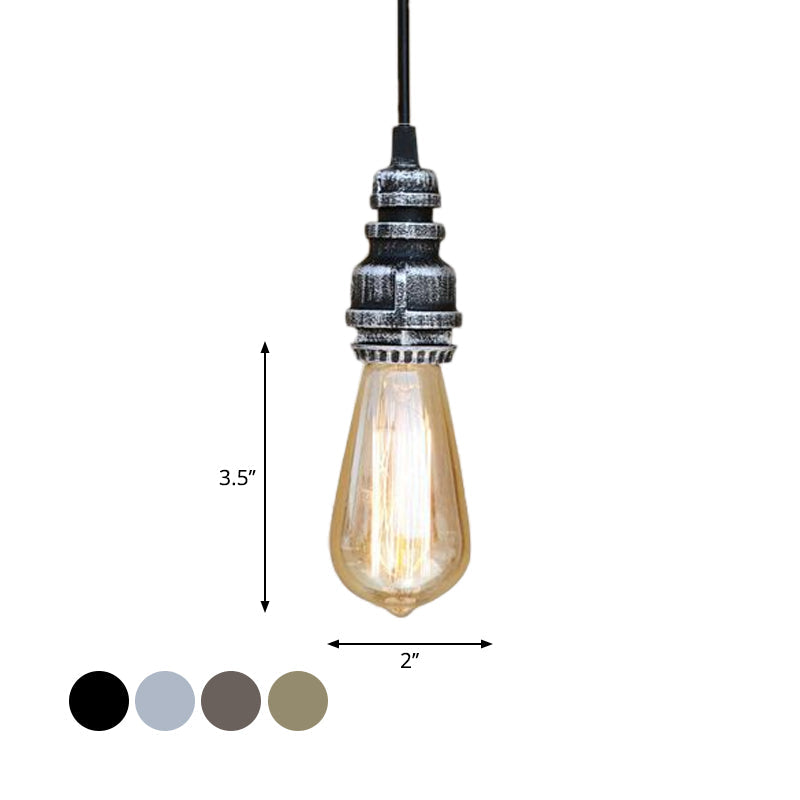 Metal Adjustable Hanging Lamp With Open Bulb - Industrial Stylish Ceiling Fixture (Black/Silver)
