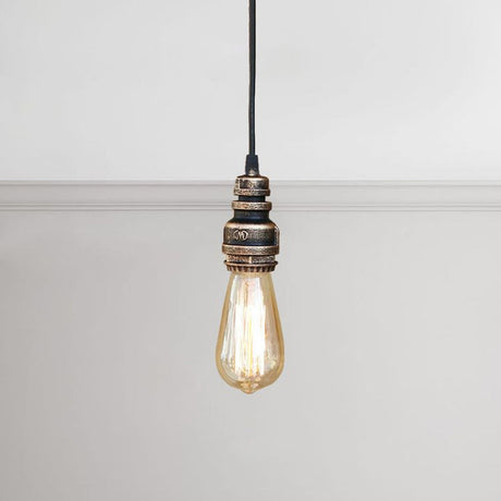 Industrial Open Bulb Ceiling Fixture With Adjustable Metal Head And Pipe - Black/Silver