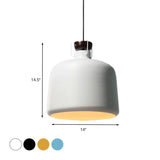 Modern Metal Hanging Pendant Light Fixture - Cylinder Shade Adjustable Cord 1 Bulb White/Black