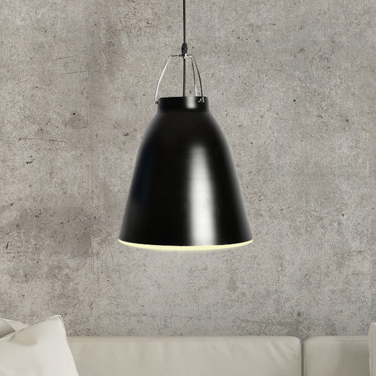 Modern Bell Ceiling Pendant: 1-Head Metallic Hanging Light In Black/White - Dining Room Fixture