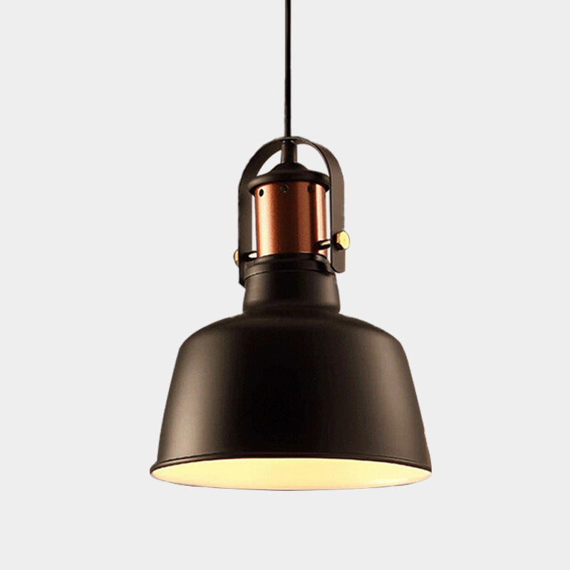 Metallic Barn Ceiling Pendant - Vintage Style 1-Light Restaurant Lamp With 47’ Hanging Cord In