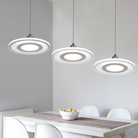 Minimalist Circle Pendant Led Lamp For Dining Room Island - Warm/White Light