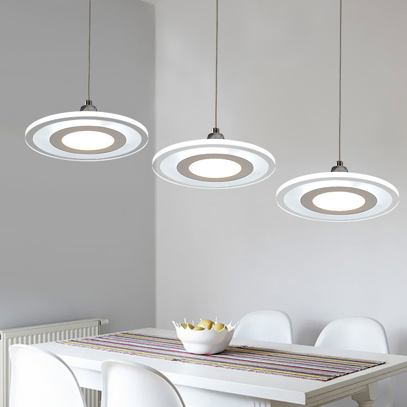 Modern Circle Pendant Led Hanging Lamp For Dining Room Island With Acrylic Shade In Warm/White Light