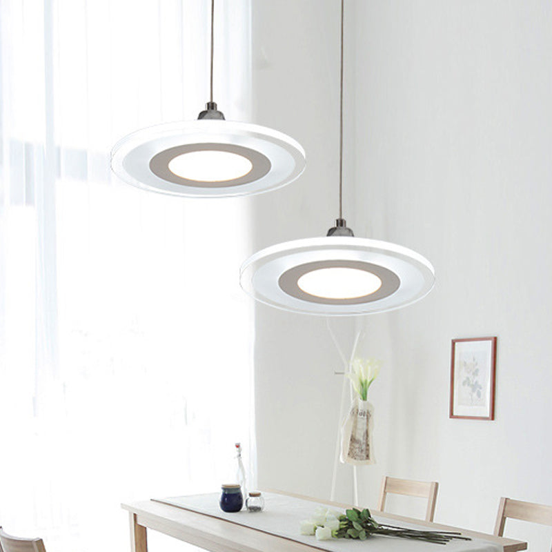 Minimalist Circle Pendant Led Lamp For Dining Room Island - Warm/White Light