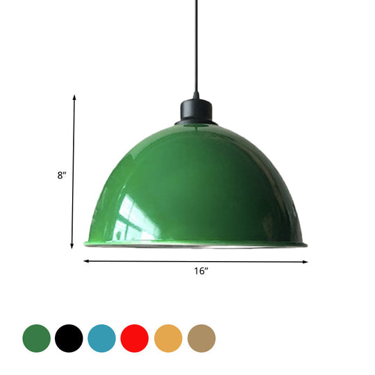 Industrial Style Domed Aluminum Ceiling Fixture - 12.5’/14’ Corded Hanging Lamp In Black/Red