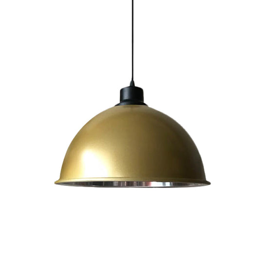 Industrial Style Domed Aluminum Ceiling Fixture - 12.5’/14’ Corded Hanging Lamp In Black/Red