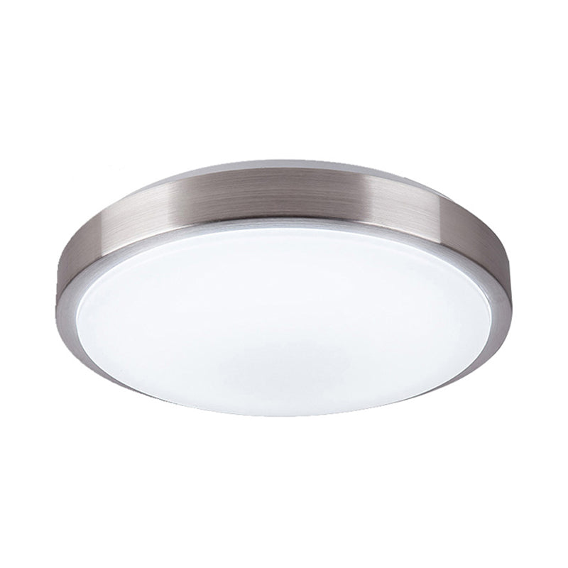 Modern Aluminum Flush Ceiling Light With Acrylic Diffuser - Warm/White Led Silver Finish