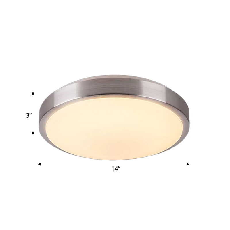 Modern Aluminum Flush Ceiling Light With Acrylic Diffuser - Warm/White Led Silver Finish