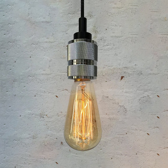 Copper/Black Industrial Pendant Light With Adjustable Cord And Exposed Bulb - Perfect For