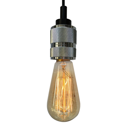 Copper/Black Industrial Pendant Light With Adjustable Cord And Exposed Bulb - Perfect For