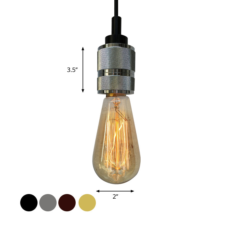 Copper/Black Industrial Pendant Light With Adjustable Cord And Exposed Bulb - Perfect For