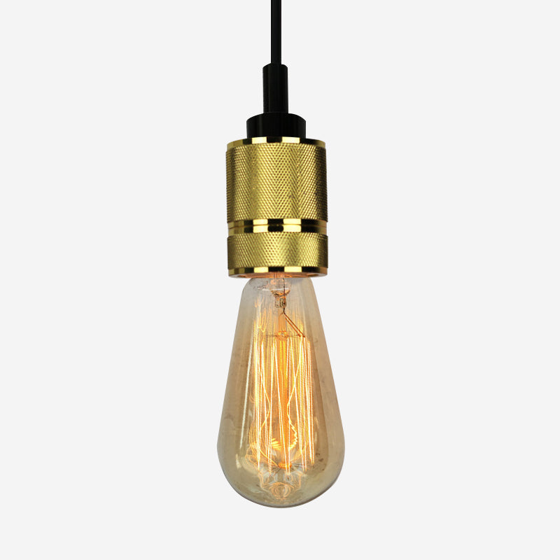 Copper/Black Industrial Pendant Light With Adjustable Cord And Exposed Bulb - Perfect For