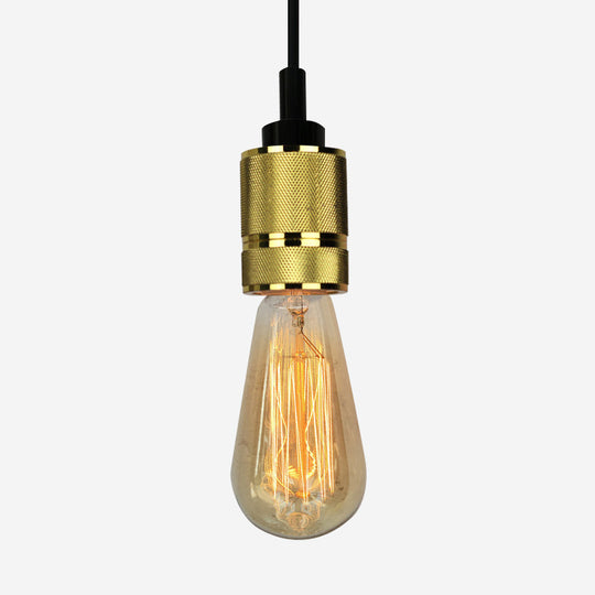 Copper/Black Industrial Pendant Light With Adjustable Cord And Exposed Bulb - Perfect For