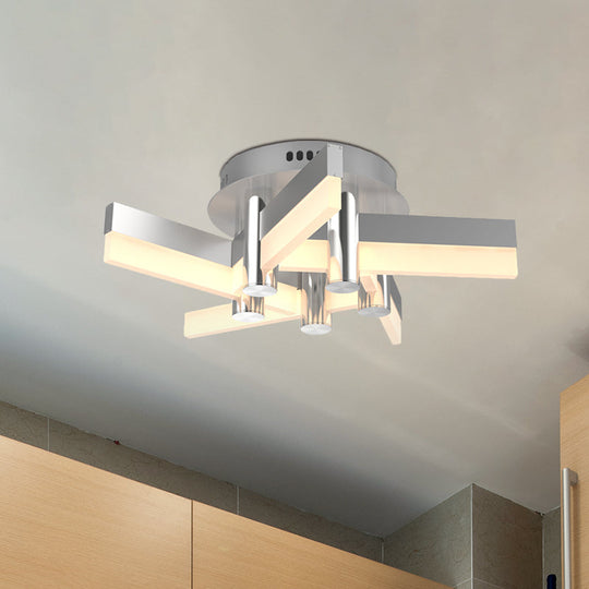 Semi - Mount Sputnik Ceiling Light With Acrylic Shade & Modern Silver Finish - Ideal For Indoor