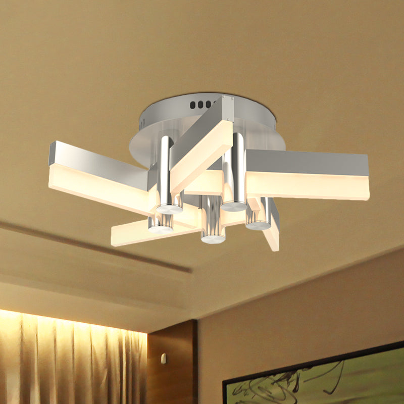 Semi - Mount Sputnik Ceiling Light With Acrylic Shade & Modern Silver Finish - Ideal For Indoor