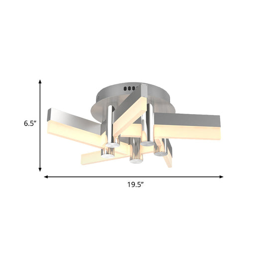Semi - Mount Sputnik Ceiling Light With Acrylic Shade & Modern Silver Finish - Ideal For Indoor