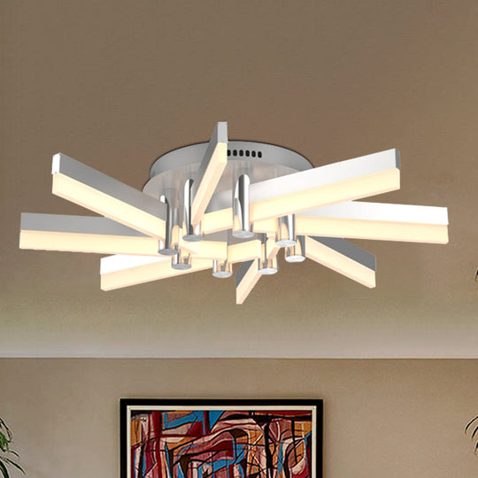 Semi - Mount Sputnik Ceiling Light With Acrylic Shade & Modern Silver Finish - Ideal For Indoor