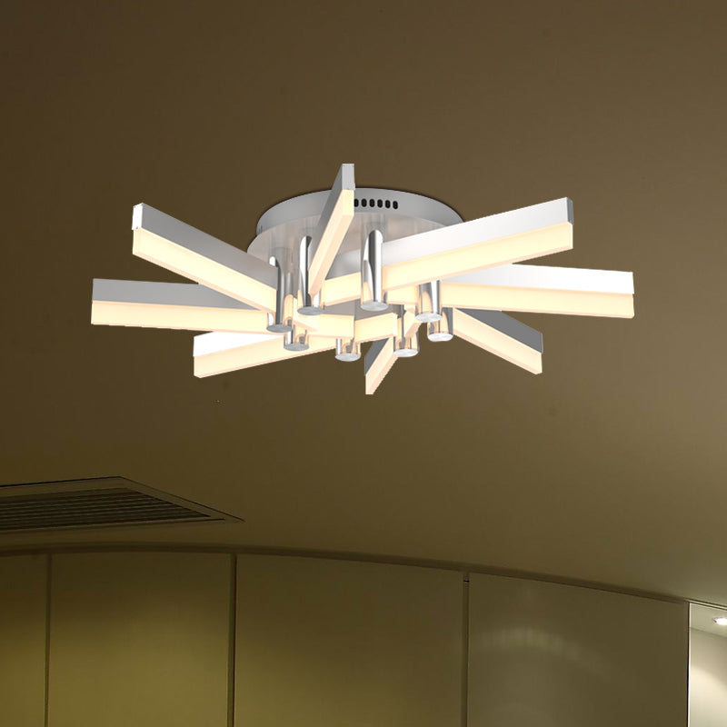 Semi - Mount Sputnik Ceiling Light With Acrylic Shade & Modern Silver Finish - Ideal For Indoor