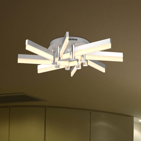 Semi - Mount Sputnik Ceiling Light With Acrylic Shade & Modern Silver Finish - Ideal For Indoor