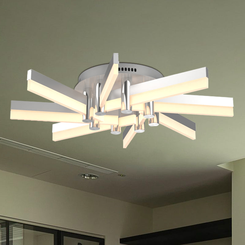 Semi - Mount Sputnik Ceiling Light With Acrylic Shade & Modern Silver Finish - Ideal For Indoor